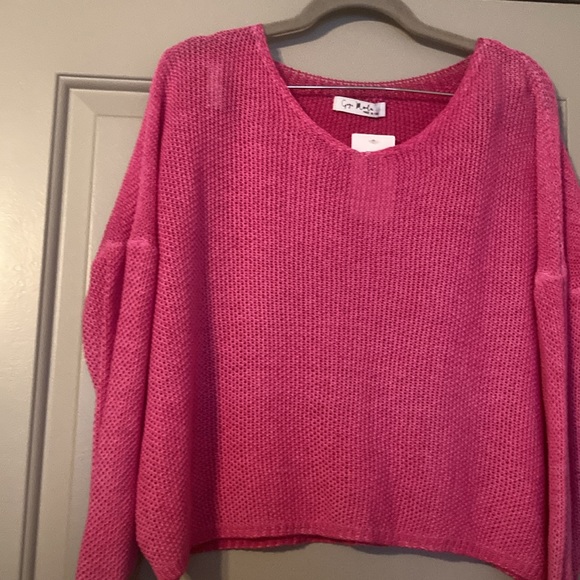 Easter Hot Pink Cuff Sleeve Cropped Sweater| Made in Italy| Sz Med - Picture 3 of 11